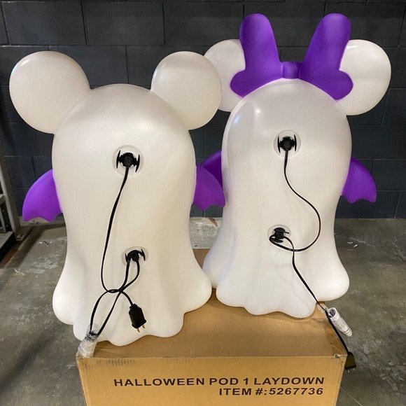 Disney 2 Foot Lighted Mickey and Minnie Mouse Ghost Blow Mold for Halloween - Picture 2 of 2